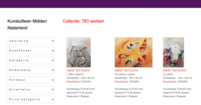 Digitale catalogus kunstwerken